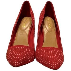 Anne Michelle Gold-Studded Pumps